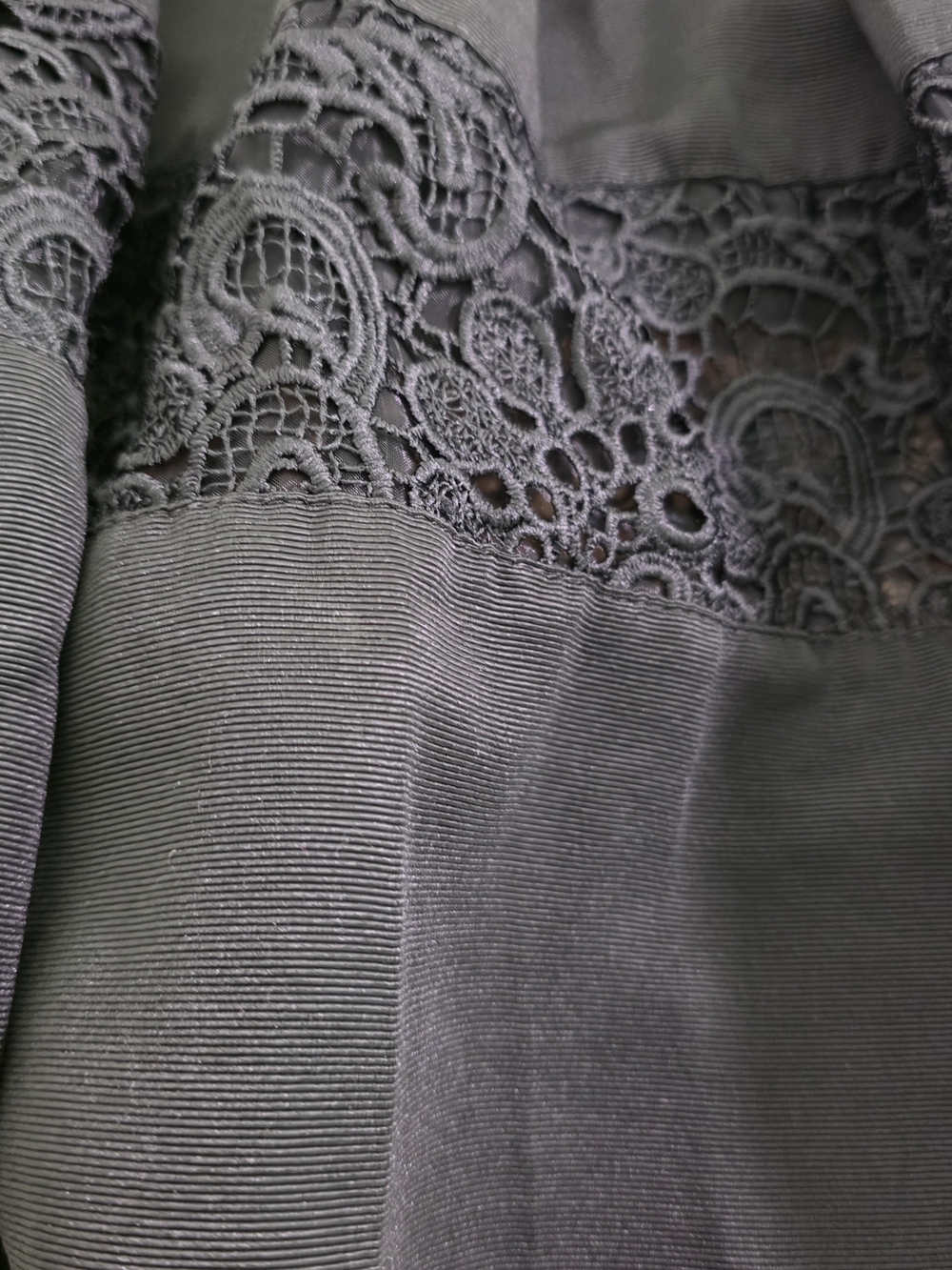 Express Black Pleated Lined A-Line Midi Skirt with Crochet Lace Inset Witchy - Picture 3 of 9